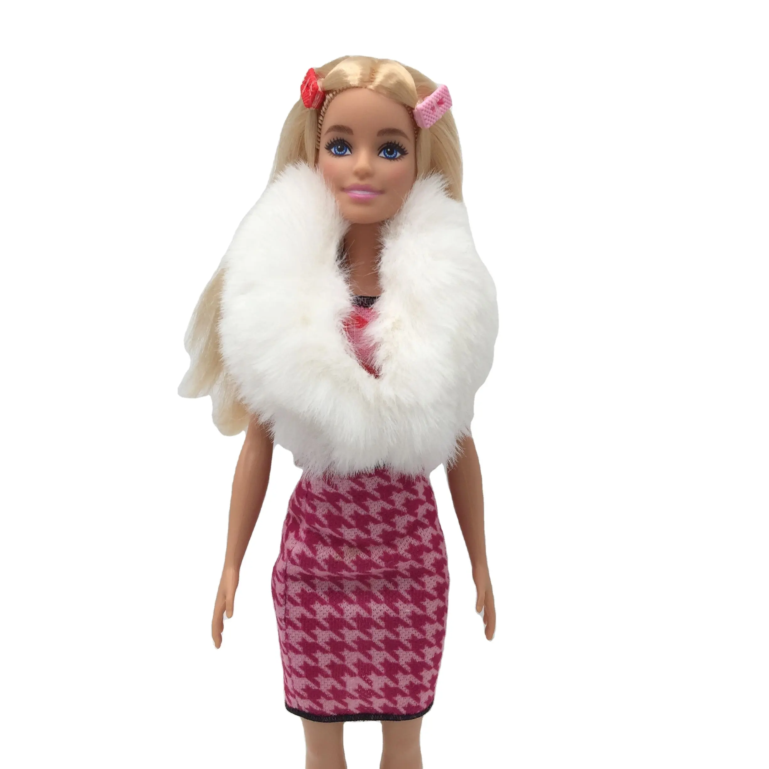 2024 नए आगमन 12 इंच 1/6 स्केल 30 सेमी गुड़िया सामान सर्दियों सफेद स्कार्फ/शॉल बार्बी लड़कियों के लिए