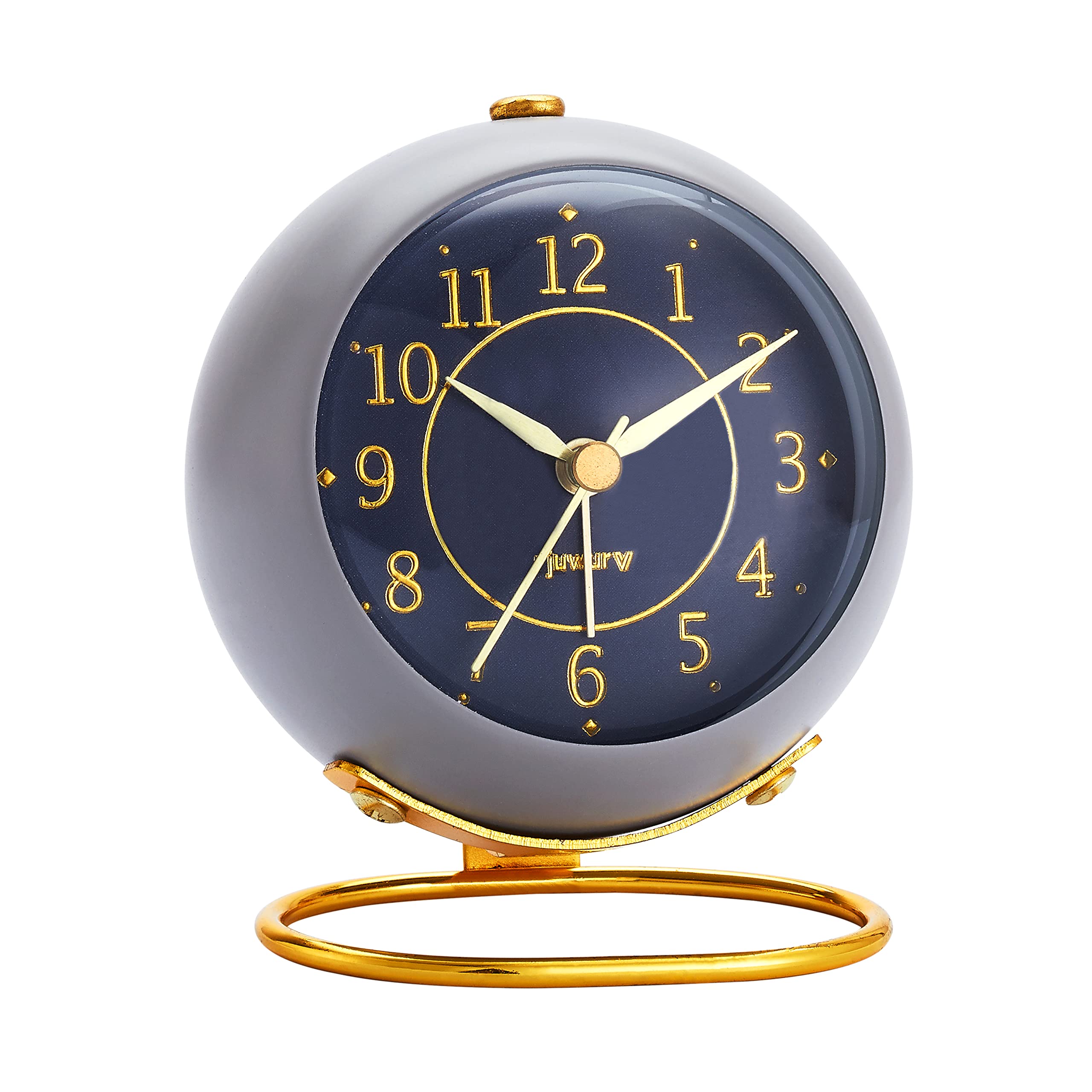 Mountable Mini Clock Omexey Mini Alarm Clock Desktop with Light Emitting Modern Gray Metal ...