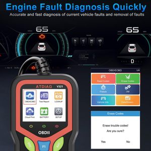 เครื่องมือสแกนวินิจฉัย OBD2 รุ่น V321 ตรวจสอบไฟแจ้งเตือนเครื่องยนต์ ล้างรหัสปัญหาของรถ ทดสอบการสตาร์ทแบตเตอรี่ พิมพ์ข้อมูลลงบนคลาวด์ เครื่องสแกนรถยนต์ - Product Image 4