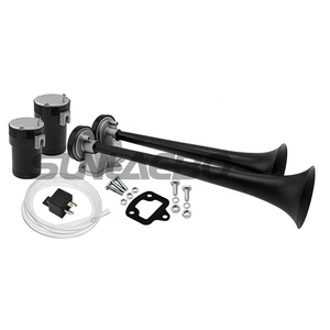 150DB כרום או שחור כפול צופר אוויר עם שני מדחסים למשאית רכבת 12V <span class=keywords><strong>24V</strong></span> - Product Image 2