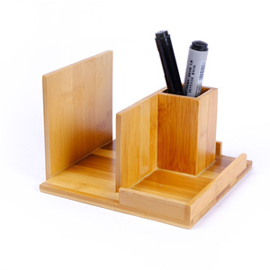Japanese-style bamboo craft phone <b>stand</b>, multi-functional pen holder, bamboo storage <b>tablet</b> - Product Image 1