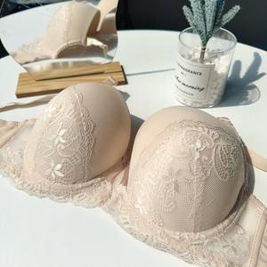 Sujetador de copa EF, estilo fino, talla grande, con encaje, diseño sexy push-up, minimiza el busto grande, tirantes ajustables y convertibles, tres hileras, para mujer - Product Image 4