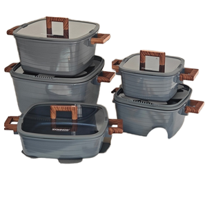 Donnor Kairui Ensemble de 15 pièces de casseroles carrées pour revêtement antiadhésif Blue Diamond, avec poignée en bakélite plaquée or, pour le commerce extérieur, fond avec couvercle - Product Image 1
