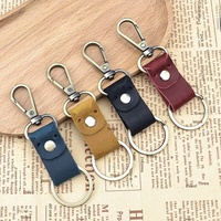 Porte-clés en cuir avec mousqueton, sangle en PU, anneau fendu pour bord plié et cousu, ton laiton antique, 4 couleurs, vente en gros