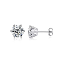 Boucles d'oreilles clous classiques en moissanite taille 1 carat, plaqué or, coupe brillante ronde, en argent S925, prix de gros Starsgem