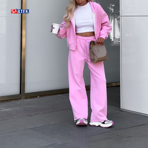 <span class=keywords><strong>Streetwear</strong></span> Y2k Vêtements à la mode en gros Survêtement rose respirant pour femmes Ensemble sweat à capuche zippé décontracté pour femmes 2 pièces - Product Image 4