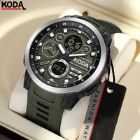 Montre sport à quartz LED pour homme SANDA SD3379, boîtier en alliage de zinc de 22 mm de largeur, résistance à l'eau 5 BAR, bracelet en silicone, double affichage