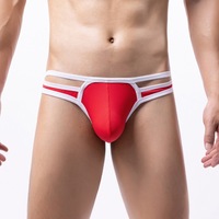 Slip bleu pour homme Design classique à rayures blanches Micro Mesh Fabric Respirant Pouch Sporty Athletic Underwear Comfortable Fit