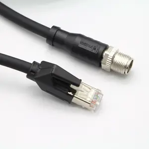 Cable Ethernet blindado M12 X-Type 8 posiciones a RJ45 Red industrial impermeable Cable de alta flexibilidad para Cognex