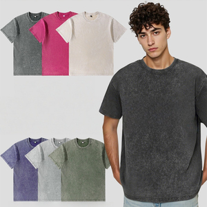 T-<span class=keywords><strong>shirt</strong></span> ample pour homme en coton délavé style <span class=keywords><strong>vintage</strong></span> américain 230G, manches courtes, coupe jeune, effet délavé à l'acide, coupe oversize - Product Image 1