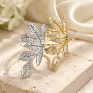 Anello con Design a Foglia e Fiore, Stile Statement, Anello per Dito Indice da Donna - Product Image 4