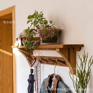 <b>Pine</b> Wood Reclaimed <b>Shelf</b> Single Layer Wall Mounted Storage Rack For Dining Room Kitchen - Product Image 2