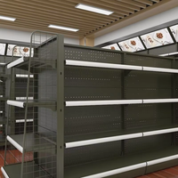 Étagère Gondole Métallique Double Face à Bas Prix pour Supermarché, Présentoir de Magasin d'Épicerie, Rangement Robuste à Charge Lourde
