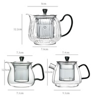 Théière en verre soufflé à la main de 570 ml, verte, compatible cuisinière, avec bec verseur et infuseur amovible pour thé en vrac ou thé fleuri