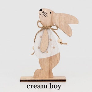 DAMAI Wooden Bunny Centerpiece Tabletop <b>Ornaments</b> in White & Pink, Ideal for <b>Easter</b> Party Decorations - Product Image 4