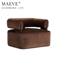 Fauteuil individuel de luxe moderne en velours marron chocolat, fauteuil design pour salon, hall d'hôtel, ensemble de meubles de salon rembourrés