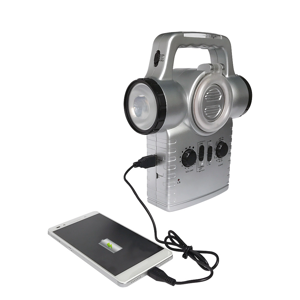 Домашнее радио с пауэрбанком и автономной лампой, перезаряжаемая Светодиодная лампа на солнечной батарее, радио с сиреной и зарядным устройством для телефона