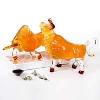 Bouteille en verre borosilicate de luxe 1000 ml, design unique avec motif de taureau, carrée, pour tequila, vodka, brandy, diffuseur