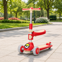 Trottinette Enfant Pliante 2-en-1 à Trois Roues avec LED Clignotantes en Plastique, Vente en Gros Usine, Personnalisable pour Garçons et Filles