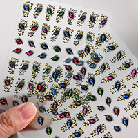 Autocollants 5D en relief pour ongles, motif œil maléfique rétro, yeux colorés, flocons de feuille d'or léopard, autocollants adhésifs pour manucure, fournitures pour ongles