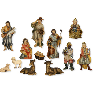 Figuras de Natividad Pintadas a Mano para Belén de San Juan de 8 cm, Juego de 12 Figuras Navideñas y Juguetes (9006935010695) - Product Image 1
