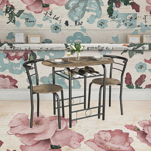 3 pezzi <span class=keywords><strong>marrone</strong></span> moderno <span class=keywords><strong>tavolo</strong></span> da pranzo 2 sedie Set per <span class=keywords><strong>cucina</strong></span> balcone ristorante Bar mobili salvaspazio per sala da pranzo - Product Image 2