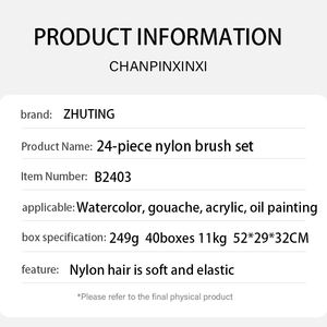 Fournitures d'<span class=keywords><strong>art</strong></span> professionnelles, ensemble de 24 pinceaux de peinture pour <span class=keywords><strong>aquarelle</strong></span>, acrylique, peinture à l'huile avec pochette de transport - Product Image 2