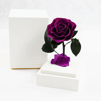 Boîte Cadeau en Acrylique Transparente avec Rose Éternelle, Fleurs Conservées, Cadeau pour la Saint-Valentin ou Tanabata, Prêt à Offrir