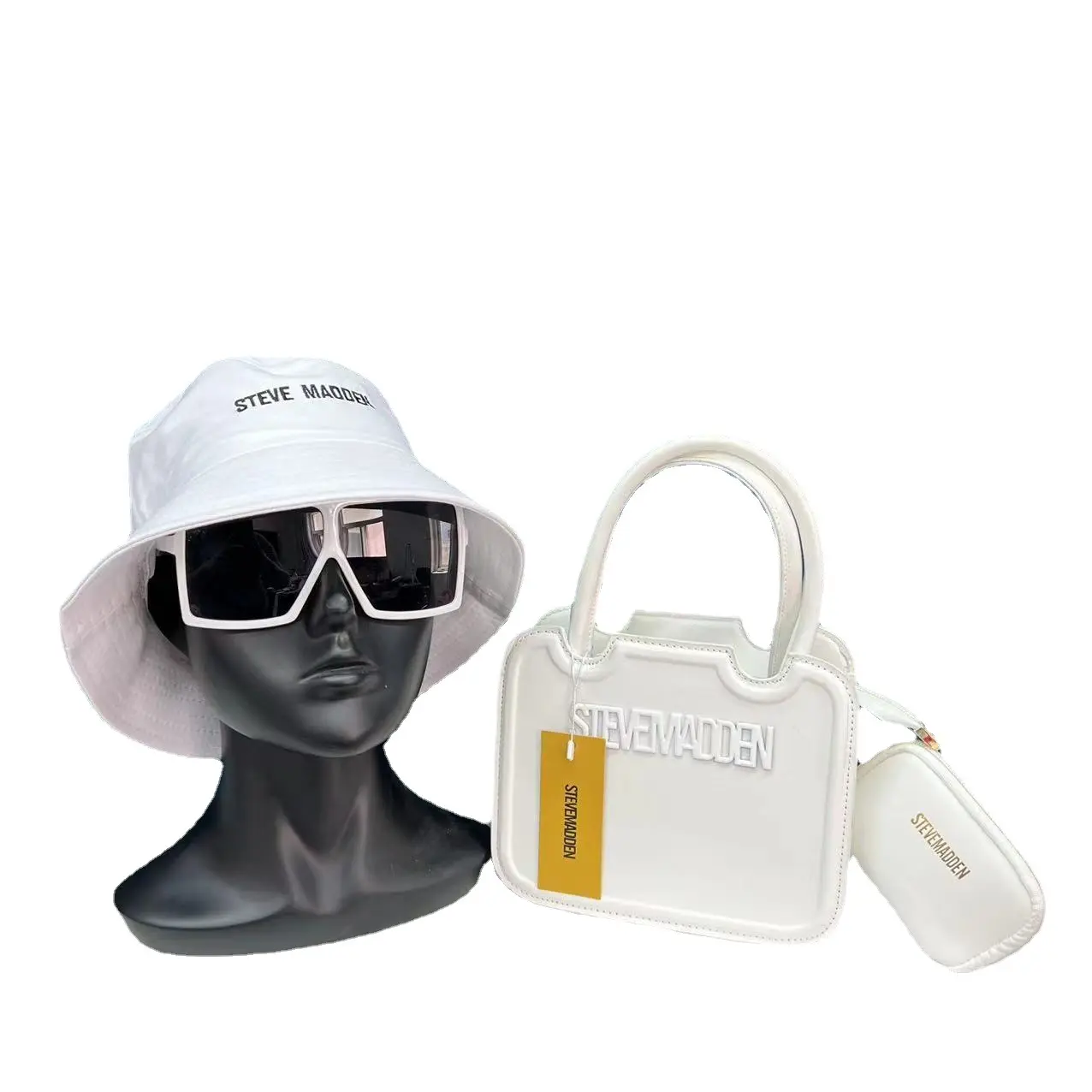 2023 New Famous Brand Pu Bags Square Handbags Solid Color Luxury Brand STEVE MADDEN The Tote Bag Hat Sunglasses Set for Women