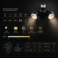 Projecteur LED double tête 24W IP54 3CCT réglable COB pour extérieur avec capteur de mouvement PIR en option, éclairage de sécurité extérieur