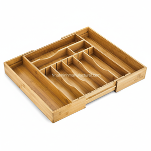 Organizador de cajones de bambú profundo Bandeja de utensilios y cubiertos expandible para cubiertos y cubiertos de cocina, tamaño grande Vietnam - Product Image 1