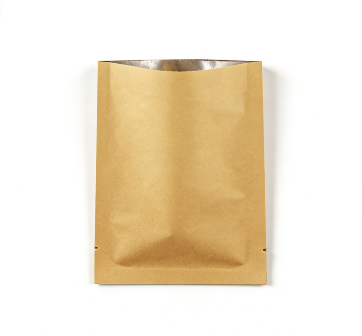 Custom 3 Side Seal Matte Kraft Paper Foil Pouch Heat Seal Plastic Aluminum Sachet Tea Coffee Powder Disposable Food Grade