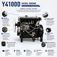 Motor Diésel Pequeño YANGDONG Y4100D de 30kW 36kW 1500rpm 1800rpm, 4 Cilindros, Refrigerado por Agua, para Generador, Energía Industrial