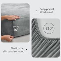 Parure de draps en flanelle moderne pour lit queen size, gris, 4 pièces