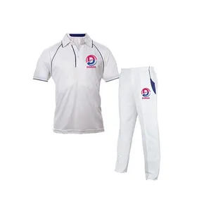 Hochwertiges Cricket-Trikot und Hose Weiße Uniform Benutzer definiertes Logo Großhandel atmungsaktives Cricket College Team Uniform Set