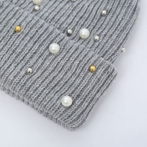 Soft Knitted Pearls Decoration Warm Unisex Winter <b>Hat</b> for Outdoor Activity and Casual Warmer Promotion Gift - Product Image 3