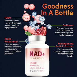 Capsule NAD+ all'Ingrosso, Antiossidante, Sbiancante, Riparatore della Pelle, Polvere NAD in Capsule, Certificato COA, <span class=keywords><strong>Integratore</strong></span> di Nicotinamide NAD - Product Image 4
