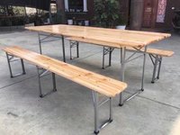 Table pliante en bois avec banc, pour bière