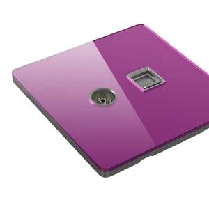 Panneau en verre cristal, panneau tactile, prise TV 10A + prise de données 2 gang + prise pour ordinateur - Product Image 1