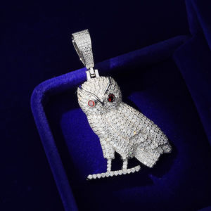 Liontin Burung Hantu Hip Hop Personal 14k 18k Berlapis Emas Perak dengan Zirkonia Kubik Warna-warni dan Tembaga - Product Image 3