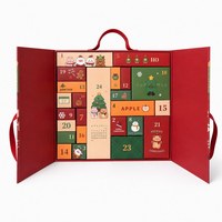 Boîte cadeau rigide à double porte personnalisée, écologique, avec ruban et gaufrage, calendrier de l'avent de 24 jours pour coffrets cadeaux de Noël