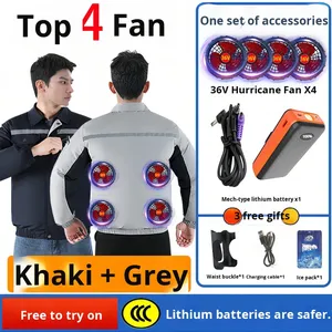 Unisex Rechargeable <strong>Air</strong> <strong>Conditioning</strong> Summer Workwear Printed Polyester Outdoor Construction Site Uniform with Cooling Fan - Product Image 6