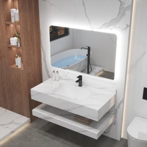 <span class=keywords><strong>Meuble</strong></span>-lavabo mural <span class=keywords><strong>de</strong></span> luxe <span class=keywords><strong>haut</strong></span> <span class=keywords><strong>de</strong></span> <span class=keywords><strong>gamme</strong></span> sur mesure pour hôtel, 32 po x 40 po, avec motif noir incurvé, pour projet commercial - Product Image 5