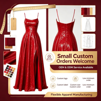 Robe de soirée longue à sequins sans manches pour femme, fente haute, tenue de soirée formelle, logo personnalisé disponible, ODMOEM