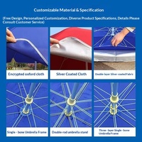 Parasol publicitaire extérieur commercial personnalisable de grande taille avec mât en fer et fibre de polyester pour les stands de marché et les vendeurs
