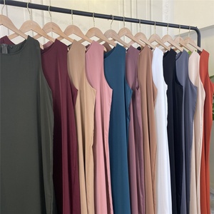 6595 #   ชุดเดรสซับในสีขาวแบบไม่มีแขน ผ้าไนดา ขายส่งเสื้อผ้ามุสลิม อบายะ สีพื้น ชุดเดรสผู้หญิง - Product Image 6