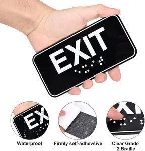 Señal de Salida en Braille de Diseño Posmoderno, 6x3 Pulgadas, Cumple con ADA, Plástico Impreso con UV, Certificado CE, Adhesivo para Oficina o Negocio - Product Image 3