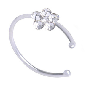 Anneau de nez factice en forme de fleur de prunier, en cuivre plaqué argent, clip de nez en C, accessoire de piercing corporel indien et thaïlandais, clou de nez <span class=keywords><strong>pour</strong></span> femme - Product Image 2