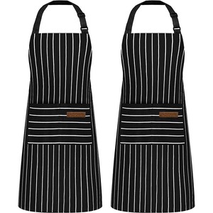 <span class=keywords><strong>Delantal</strong></span> de cuello a rayas estilo americano con 2 bolsillos, ropa de trabajo <span class=keywords><strong>para</strong></span> barbacoa, chef, cafetería y jardín, <span class=keywords><strong>para</strong></span> hombres y mujeres - Product Image 1