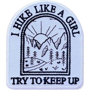 Parche Bordado Personalizado 'Hike Like A Girl' de 3 Pulgadas, Termoadhesivo o para Coser, Aplique de Tela para Mujeres - Product Image 1